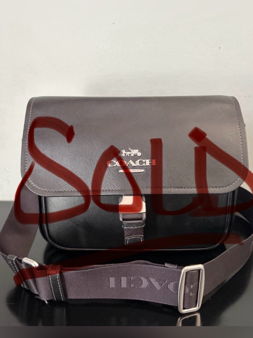 ❌ SOLD ❌ COACH Pace Messenger Crossbody Bag Black Refined Calf Leather Crossbody